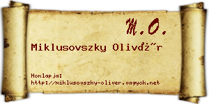 Miklusovszky Olivér névjegykártya